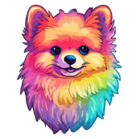 vistoso pomeranio perro, pomeranio retrato, perro pegatina acortar arte, perro amante diseño, ai generado. png