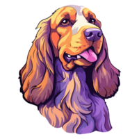 Colorful English Cocker Spaniel Dog, English Cocker Spaniel Portrait, Dog Sticker Clip art, Dog Lover design, . png