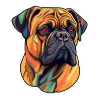 färgrik bullmastiff hund, bullmastiff porträtt, hund klistermärke klämma konst, hund älskare design, ai genererad. png