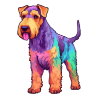 Colorful Airedale Terrier Dog, Airedale Terrier Portrait, Dog Sticker Clipart, Dog Lover design, . png