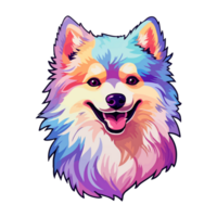 Colorful American Eskimo Dog Dog, American Eskimo Dog Portrait, Dog Sticker Clip art, Dog Lover design, . png