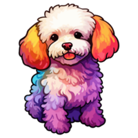 Colorful Bichon Frise Dog, Bichon Frise Portrait, Dog Sticker Clip art, Dog Lover design, . png