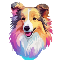 Colorful Shetland sheepdog Dog, Shetland sheepdog Portrait, Dog Sticker Clip art, Dog Lover design, . png