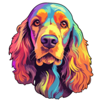 Colorful English Cocker Spaniel Dog, English Cocker Spaniel Portrait, Dog Sticker Clip art, Dog Lover design, . png