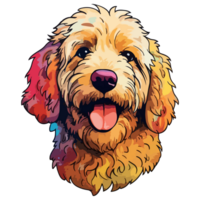 Colorful Golden Doodle Dog, Golden Doodle Portrait, Dog Sticker Clip art, Dog Lover design, . png