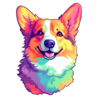 Colorful Pembroke Welsh Corgi Dog, Pembroke Welsh Corgi Portrait, Dog Sticker Clip art, Dog Lover design, . png