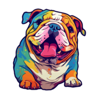 colorato bulldog cane, bulldog ritratto, cane etichetta clip arte, cane amante disegno, ai generato. png
