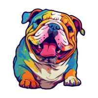 colorida buldogue cachorro, buldogue retrato, cachorro adesivo grampo arte, cachorro amante projeto, ai gerado. png