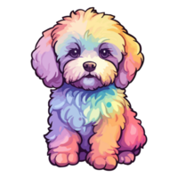 vistoso maltipoo perro, maltipoo retrato, perro pegatina acortar arte, perro amante diseño, ai generado. png