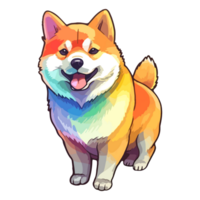 coloré shiba inu chien, shiba inu portrait, chien autocollant agrafe art, chien amoureux conception, ai généré. png