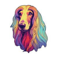 kleurrijk afghaan hond hond, afghaan hond portret, hond sticker clip art, hond minnaar ontwerp, ai gegenereerd. png