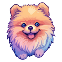 vistoso pomeranio perro, pomeranio retrato, perro pegatina acortar arte, perro amante diseño, ai generado. png