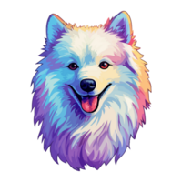 kleurrijk Amerikaans Eskimo hond hond, Amerikaans Eskimo hond portret, hond sticker klem kunst, hond minnaar ontwerp, ai gegenereerd. png