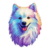 bunt amerikanisch Eskimo Hund Hund, amerikanisch Eskimo Hund Porträt, Hund Aufkleber Clip Kunst, Hund Liebhaber Design, ai generiert. png