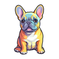 colorato francese bulldog cane, francese bulldog ritratto, cane etichetta clip arte, cane amante disegno, ai generato. png