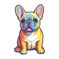 colorida francês buldogue cachorro, francês buldogue retrato, cachorro adesivo grampo arte, cachorro amante projeto, ai gerado. png