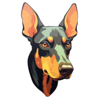 Colorful Doberman Dog, Doberman Portrait, Dog Sticker Clip art, Dog Lover design, . png