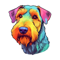 Colorful Airedale Terrier Dog, Airedale Terrier Portrait, Dog Sticker Clipart, Dog Lover design, . png
