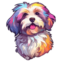 kleurrijk Havanezer hond, Havanezer portret, hond sticker klem kunst, hond minnaar ontwerp, ai gegenereerd. png