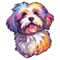 colorato havanese cane, havanese ritratto, cane etichetta clip arte, cane amante disegno, ai generato. png