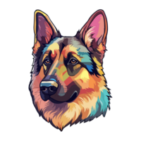 Colorful German shepherd Dog, German shepherd Portrait, Dog Sticker Clip art, Dog Lover design, . png