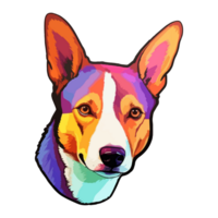 kleurrijk basenji hond, basenji portret, hond sticker klem kunst, hond minnaar ontwerp, ai gegenereerd. png