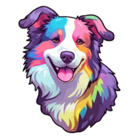 colorida fronteira collie cachorro, fronteira collie retrato, cachorro adesivo grampo arte, cachorro amante projeto, ai gerado. png