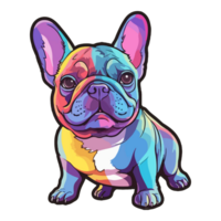 kleurrijk Frans bulldog hond, Frans bulldog portret, hond sticker klem kunst, hond minnaar ontwerp, ai gegenereerd. png