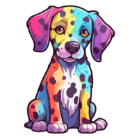 färgrik dalmatian hund, dalmatian porträtt, hund klistermärke klämma konst, hund älskare design, ai genererad. png