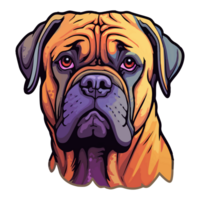 coloré bullmastiff chien, bullmastiff portrait, chien autocollant agrafe art, chien amoureux conception, ai généré. png