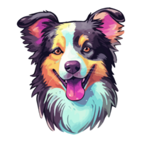 colorida fronteira collie cachorro, fronteira collie retrato, cachorro adesivo grampo arte, cachorro amante projeto, ai gerado. png