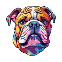 Colorful Bulldog Dog, Bulldog Portrait, Dog Sticker Clip art, Dog Lover design, . png