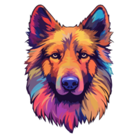 kleurrijk belgisch herder hond, belgisch herder portret, hond sticker klem kunst, hond minnaar ontwerp, ai gegenereerd. png