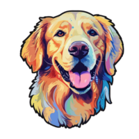 Colorful Golden retriever Dog, Golden retriever Portrait, Dog Sticker Clip art, Dog Lover design, . png
