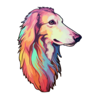 Colorful Borzoi Dog, Borzoi Portrait, Dog Sticker Clip art, Dog Lover design, . png