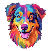 Colorful Australian Shepherd Dog, Australian Shepherd Portrait, Dog Sticker Clip art, Dog Lover design, . png