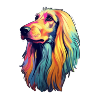 färgrik afghanska hund hund, afghanska hund porträtt, hund klistermärke ClipArt, hund älskare design, ai genererad. png