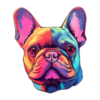 kleurrijk Frans bulldog hond, Frans bulldog portret, hond sticker klem kunst, hond minnaar ontwerp, ai gegenereerd. png