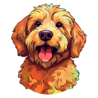 Colorful Golden Doodle Dog, Golden Doodle Portrait, Dog Sticker Clip art, Dog Lover design, . png