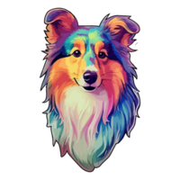 Colorful Shetland sheepdog Dog, Shetland sheepdog Portrait, Dog Sticker Clip art, Dog Lover design, . png