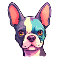 Colorful Boston Terrier Dog, Boston Terrier Portrait, Dog Sticker Clip art, Dog Lover design, . png