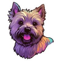 vistoso mojón terrier perro, mojón terrier retrato, perro pegatina acortar arte, perro amante diseño, ai generado. png