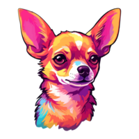 färgrik chihuahua hund, chihuahua porträtt, hund klistermärke klämma konst, hund älskare design, ai genererad. png