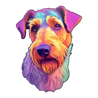 kleurrijk airedale terriër hond, airedale terriër portret, hond sticker clip art, hond minnaar ontwerp, ai gegenereerd. png
