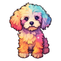 bunt Maltipoo Hund, Maltipoo Porträt, Hund Aufkleber Clip Kunst, Hund Liebhaber Design, ai generiert. png