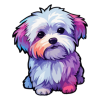 Colorful Maltese Dog, Maltese Portrait, Dog Sticker Clip art, Dog Lover design, . png