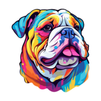 kleurrijk bulldog hond, bulldog portret, hond sticker klem kunst, hond minnaar ontwerp, ai gegenereerd. png