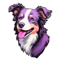 Colorful Border collie Dog, Border collie Portrait, Dog Sticker Clip art, Dog Lover design, . png