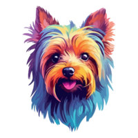 colorato yorkshire terrier cane, yorkshire terrier ritratto, cane etichetta clip arte, cane amante disegno, ai generato. png