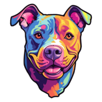 kleurrijk Amerikaans pit stier hond, Amerikaans pit stier portret, hond sticker klem kunst, hond minnaar ontwerp, ai gegenereerd. png